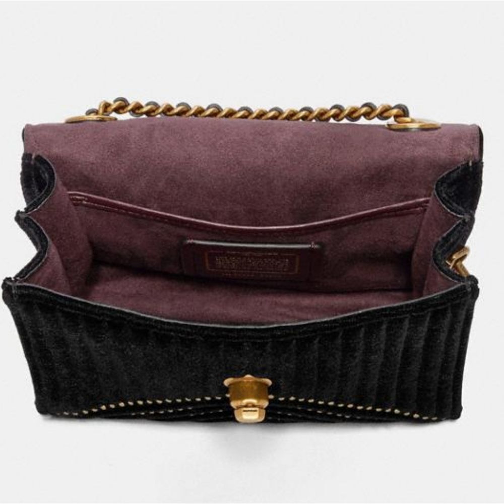 COACH RETAIL Velvet Deep Purple Quilted Studded Turnlock Bag - Picture 4 of 16
